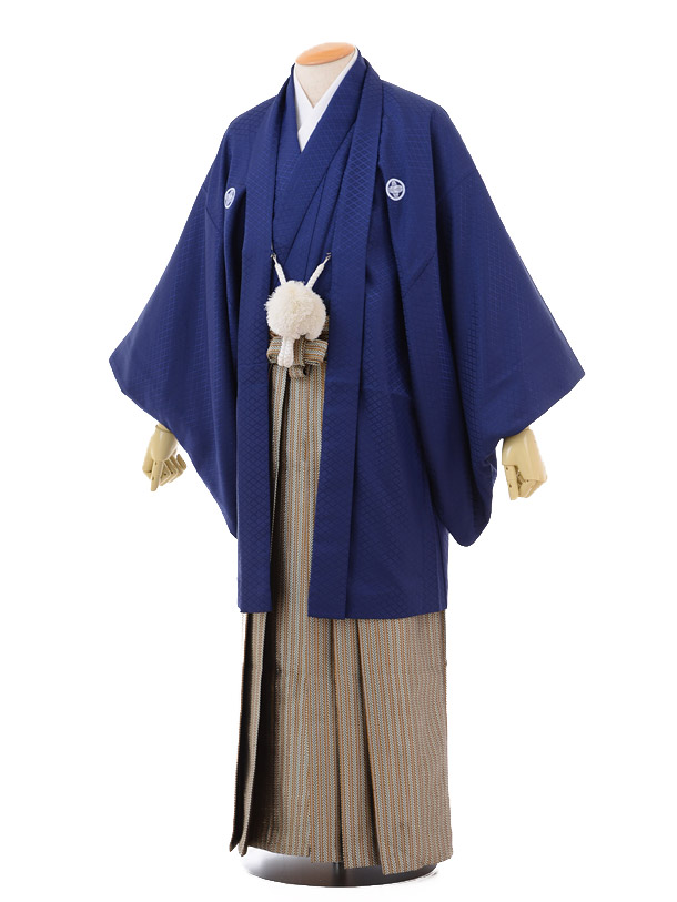 卒業式成人式袴ﾚﾝﾀﾙ150紺紋付×若松錦袴