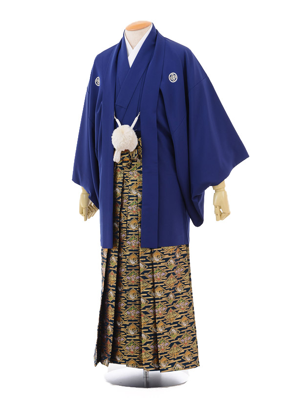 卒業式成人式袴ﾚﾝﾀﾙ163紺紋付×紺金袴
