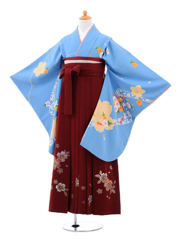 小学生卒業式袴（女の子）レンタルC012水色